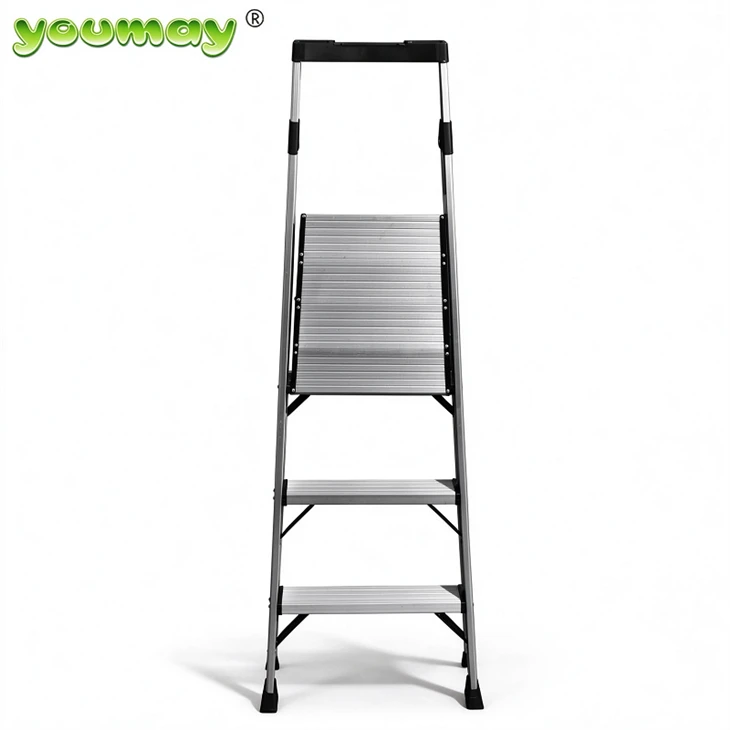ALUMINUM 4 STEP FOLDING STEP LADDER WITH HANDRAIL & TOP PLATFORM suppliers