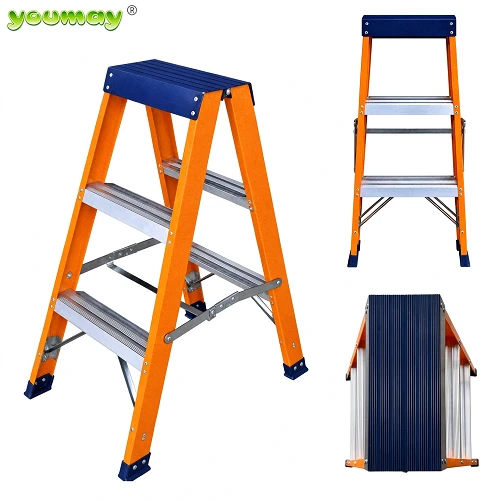 Fiberglass A Frame Step Ladder, Lightweight Non-Conductive Step Stool For Electrician & Home Use